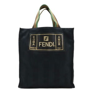 Fendi Logo Pecan Shoulder Bag Tote Black Tricolore